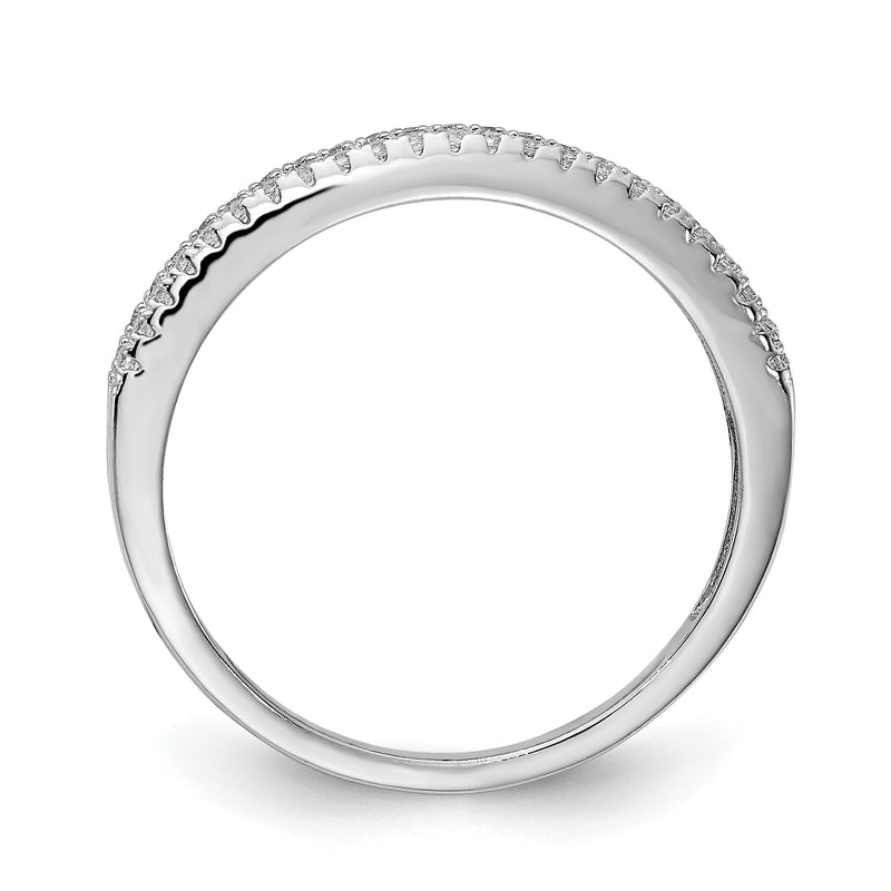 Sterling Silver Prizma Rhodium Plated Princess White And Colorful Channel Set Cz Ring
