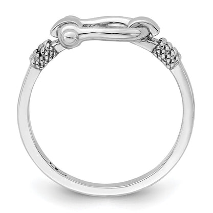 Sterling Silver De Ani Rhodium Plated Polished Shackle With Rope Trim Ring (Size 7 Only)