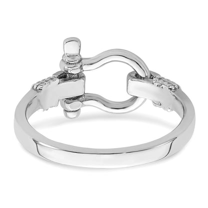 Sterling Silver De Ani Rhodium Plated Polished Shackle With Rope Trim Ring (Size 7 Only)