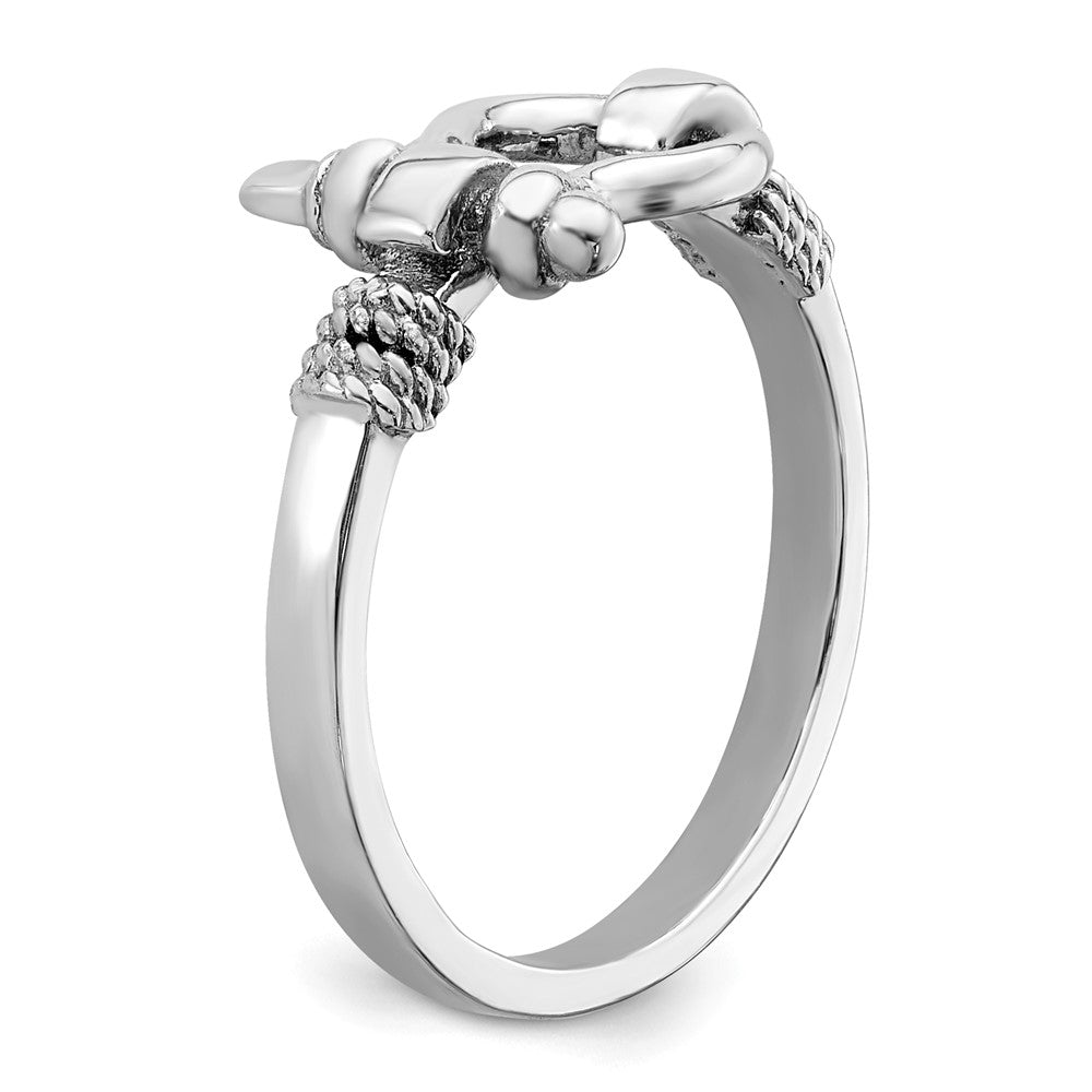 Sterling Silver De Ani Rhodium Plated Polished Shackle With Rope Trim Ring (Size 7 Only)