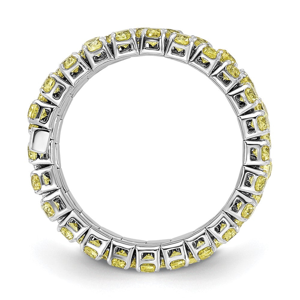 Sterling Silver Rhodium Plated November Yellow Cz Adjustable Ring