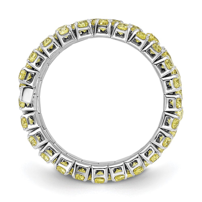 Sterling Silver Rhodium Plated November Yellow Cz Adjustable Ring