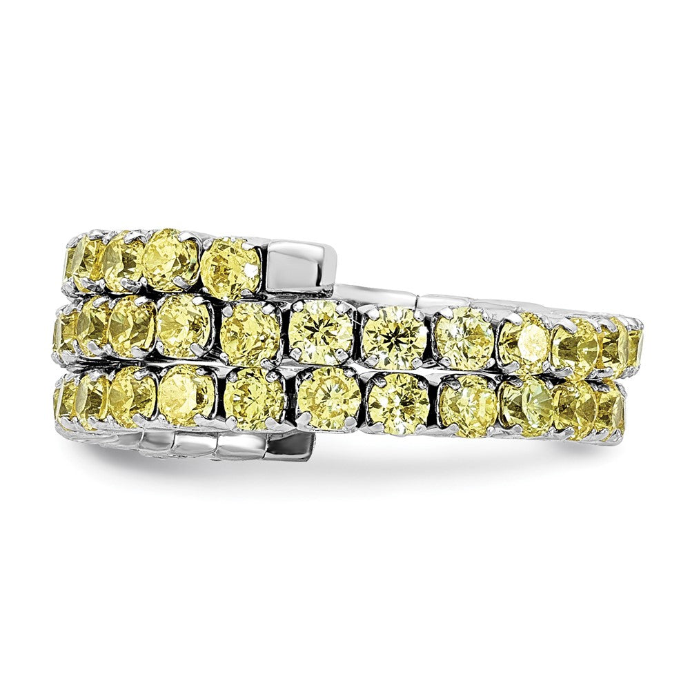 Sterling Silver Rhodium Plated November Yellow Cz Adjustable Ring