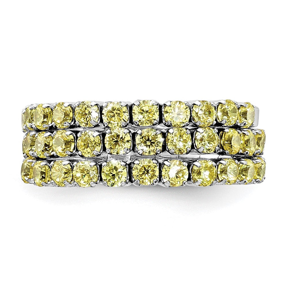 Sterling Silver Rhodium Plated November Yellow Cz Adjustable Ring