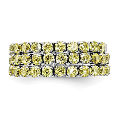 Sterling Silver Rhodium Plated November Yellow Cz Adjustable Ring