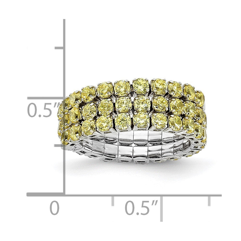Sterling Silver Rhodium Plated November Yellow Cz Adjustable Ring