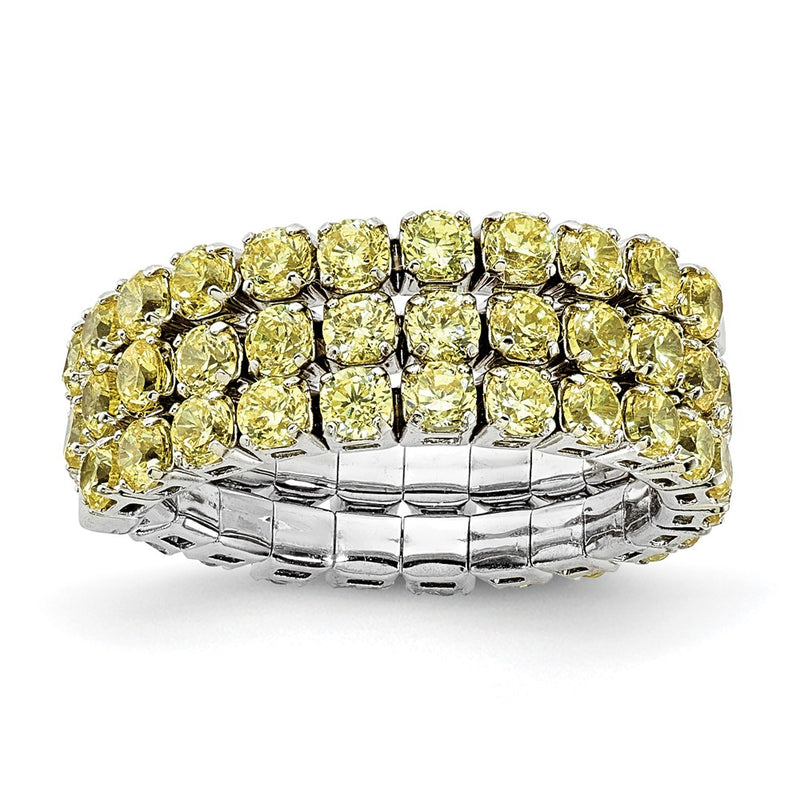 Sterling Silver Rhodium Plated November Yellow Cz Adjustable Ring