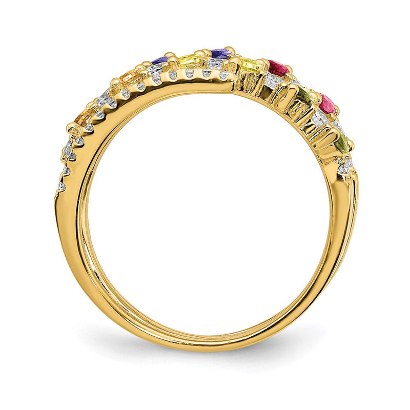 Sterling Silver Prizma Gold Tone 14K Flash Plated Colorful Marquise Cz Ring