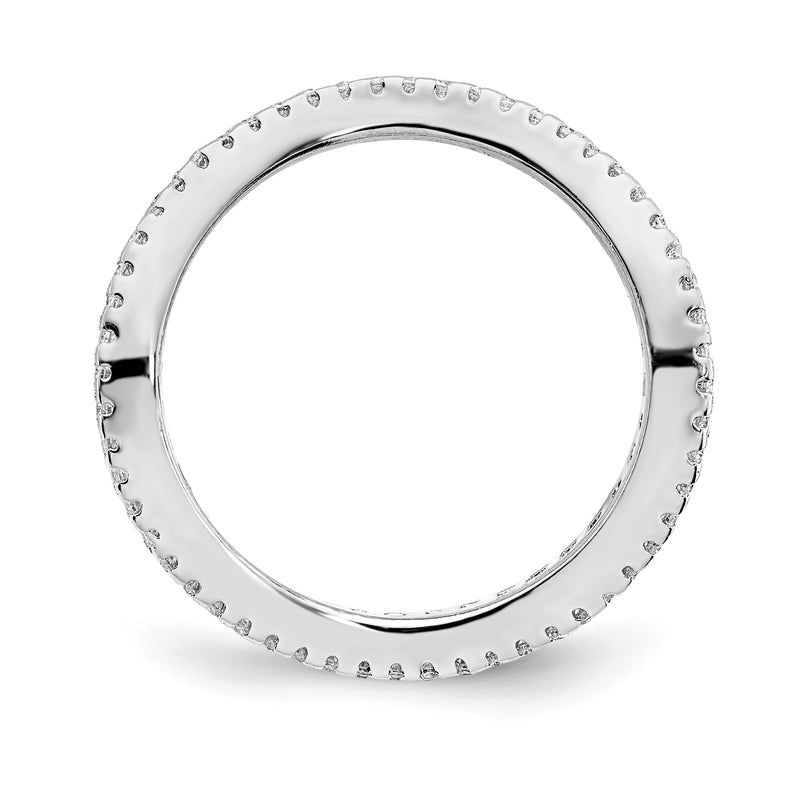Sterling Silver Prizma Rhodium Plated White And Colorful Channel Set Cz Ring