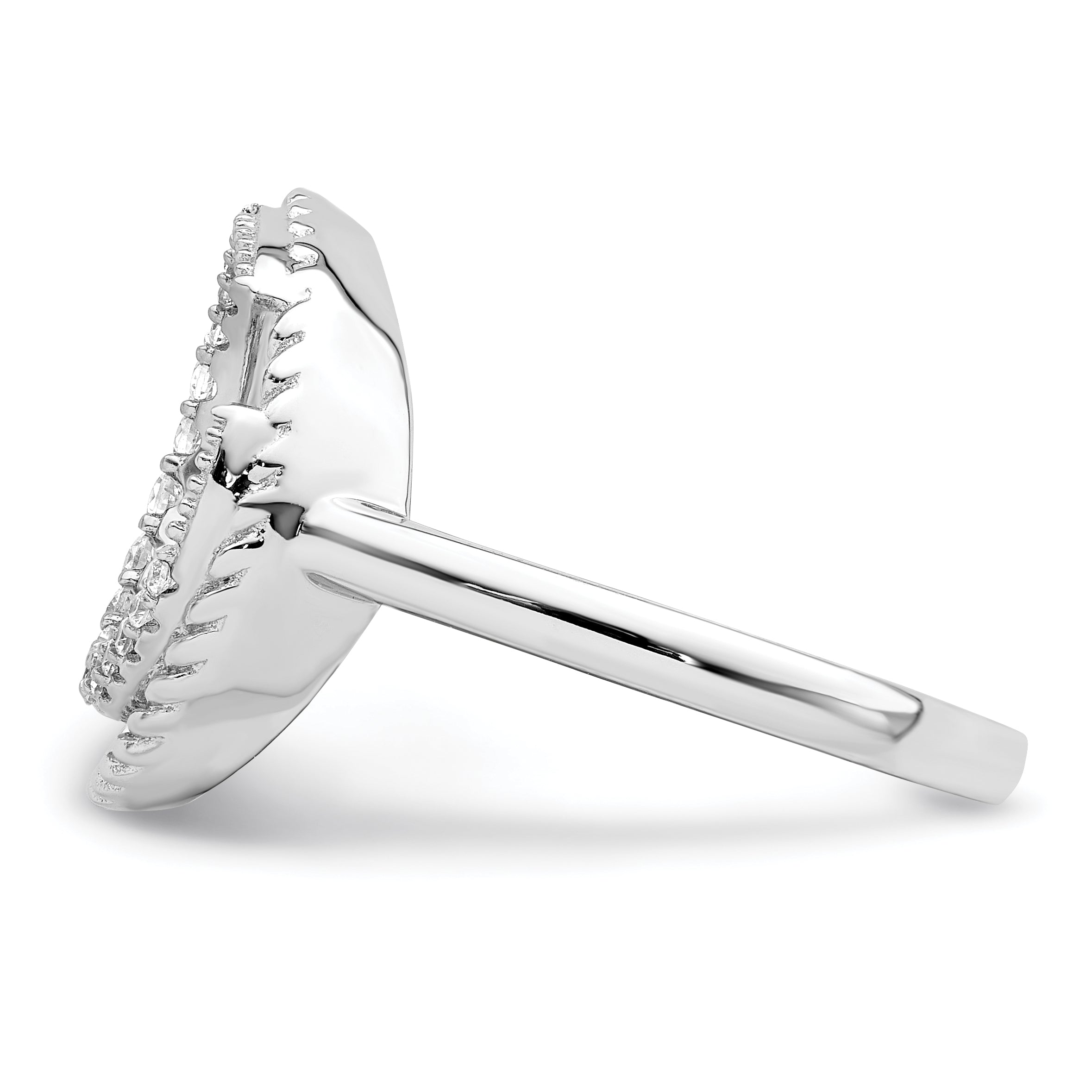 Sterling Silver Rhodium Plated Cz Circle Ring