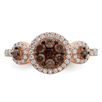 Sterling Silver Rose Tone Black Rhodium Plated Cz Fancy Ring
