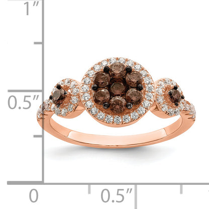 Sterling Silver Rose Tone Black Rhodium Plated Cz Fancy Ring