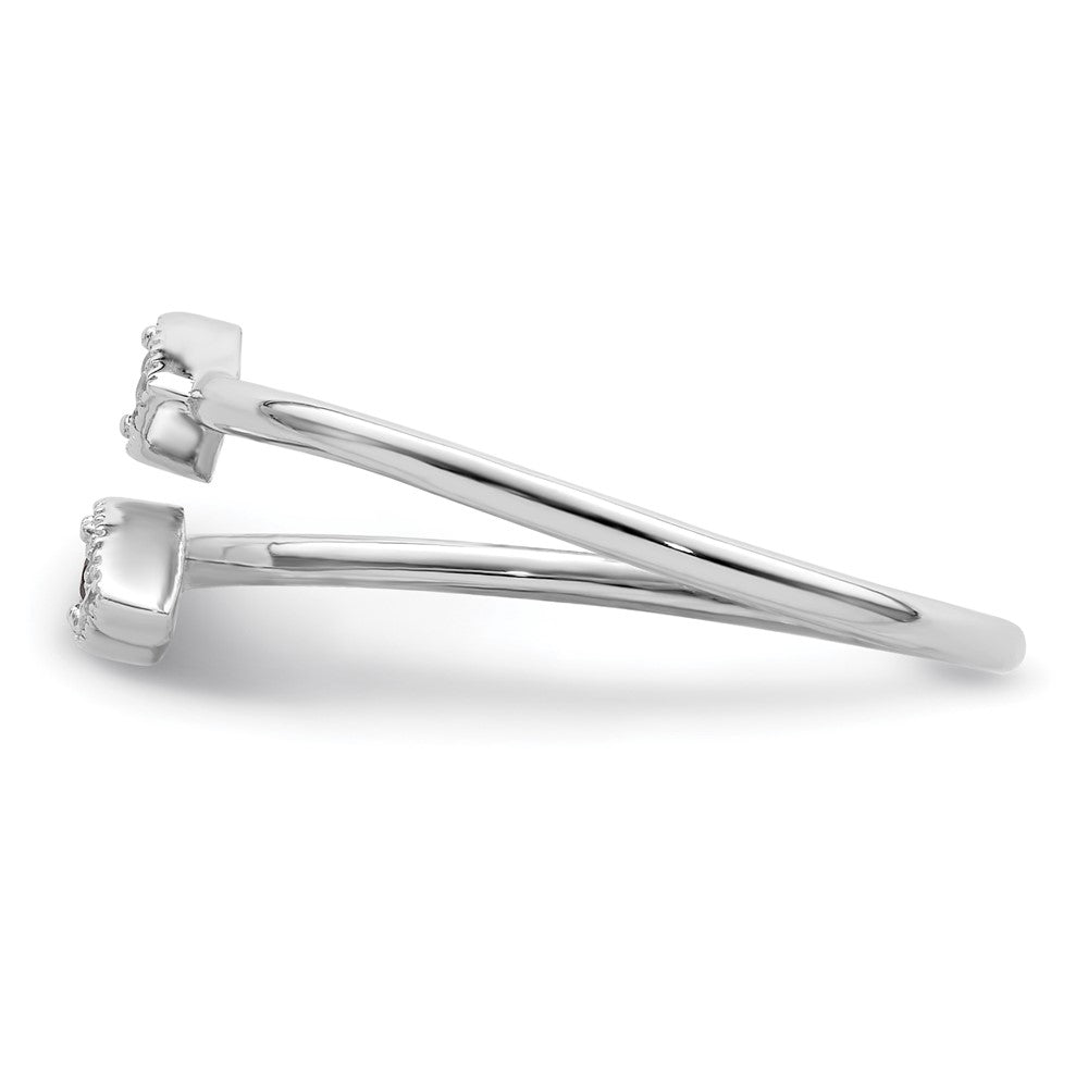 Sterling Silver Rhodium Plated Polished Blue & White Cz Eye Adjustable Ring