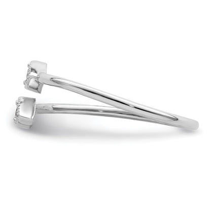 Sterling Silver Rhodium Plated Polished Blue & White Cz Eye Adjustable Ring