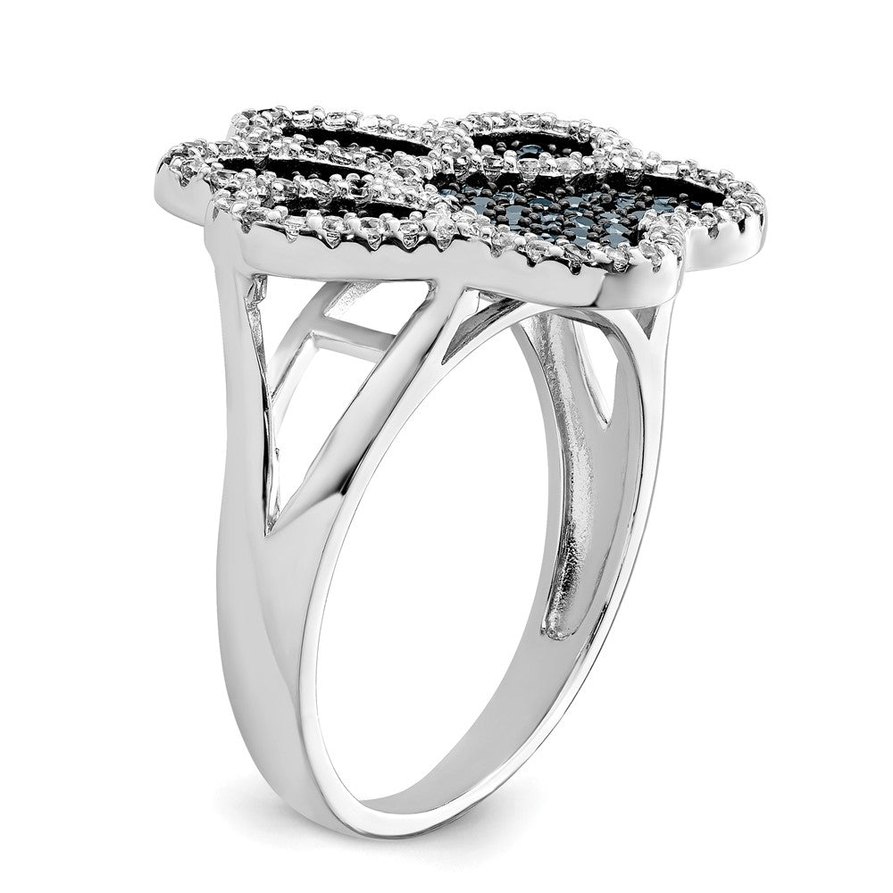 Sterling Silver Rhodium Plated Polished Cz Paw Print Ring