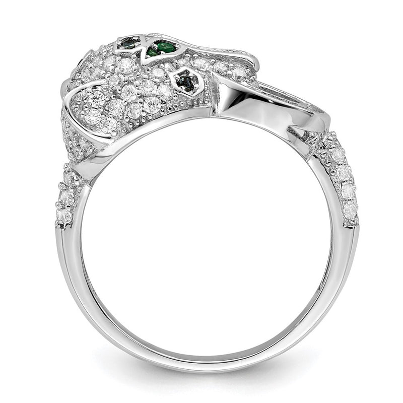 Sterling Silver Rhodium Plated Polished Cz Cheetah Ring