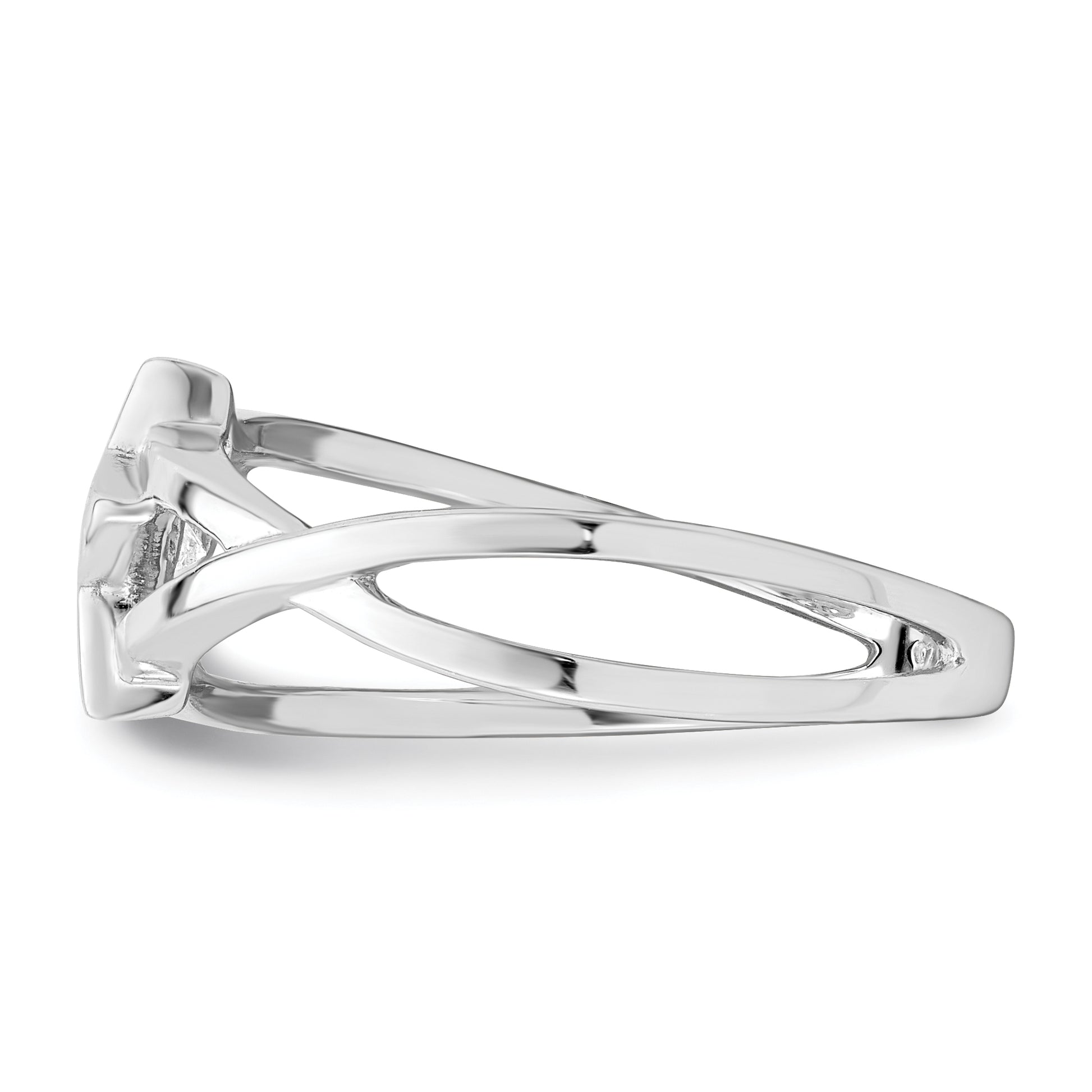 Sterling Silver Rhodium Plated Cz Star Ring