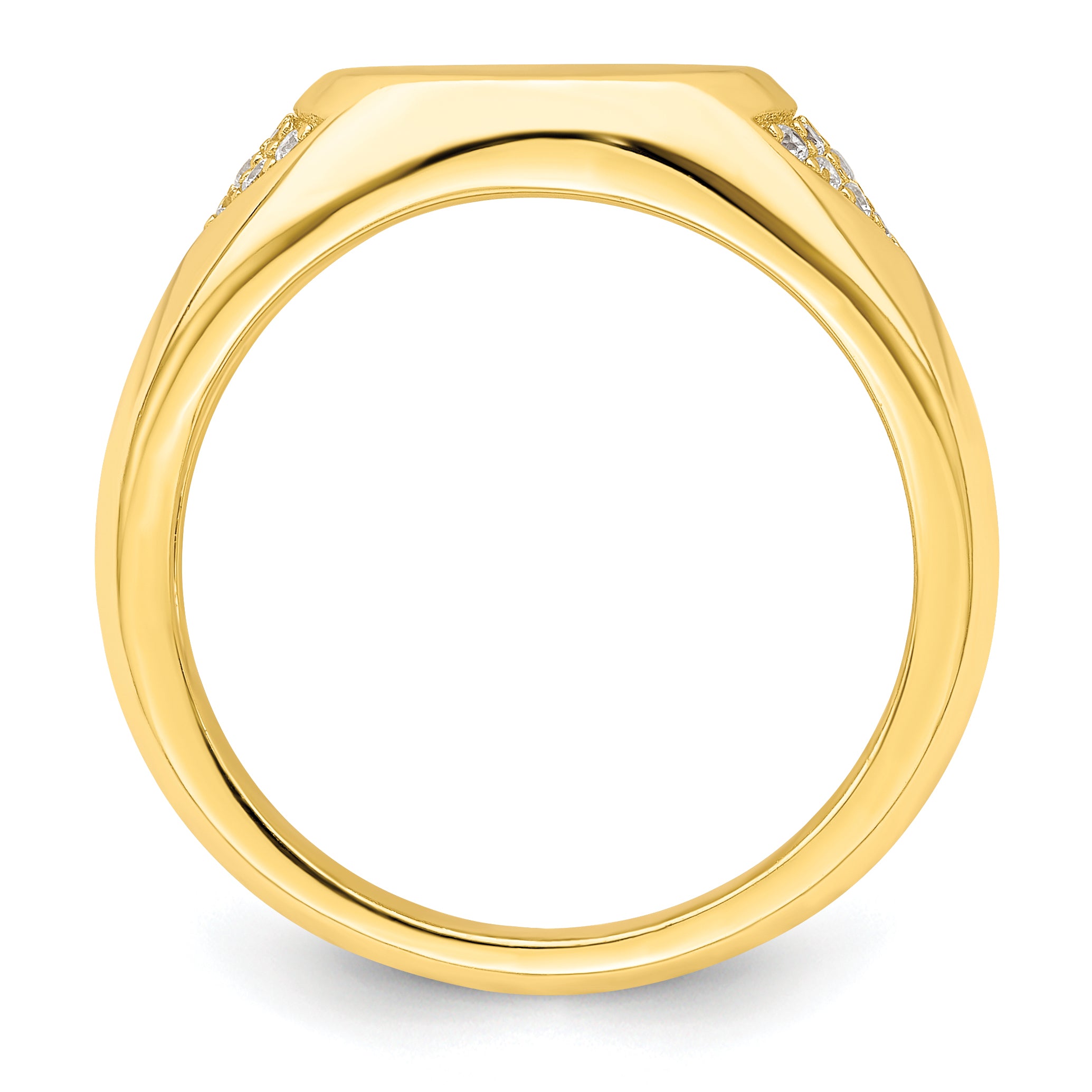 Sterling Silver Cz Gold Tone Signet Ring