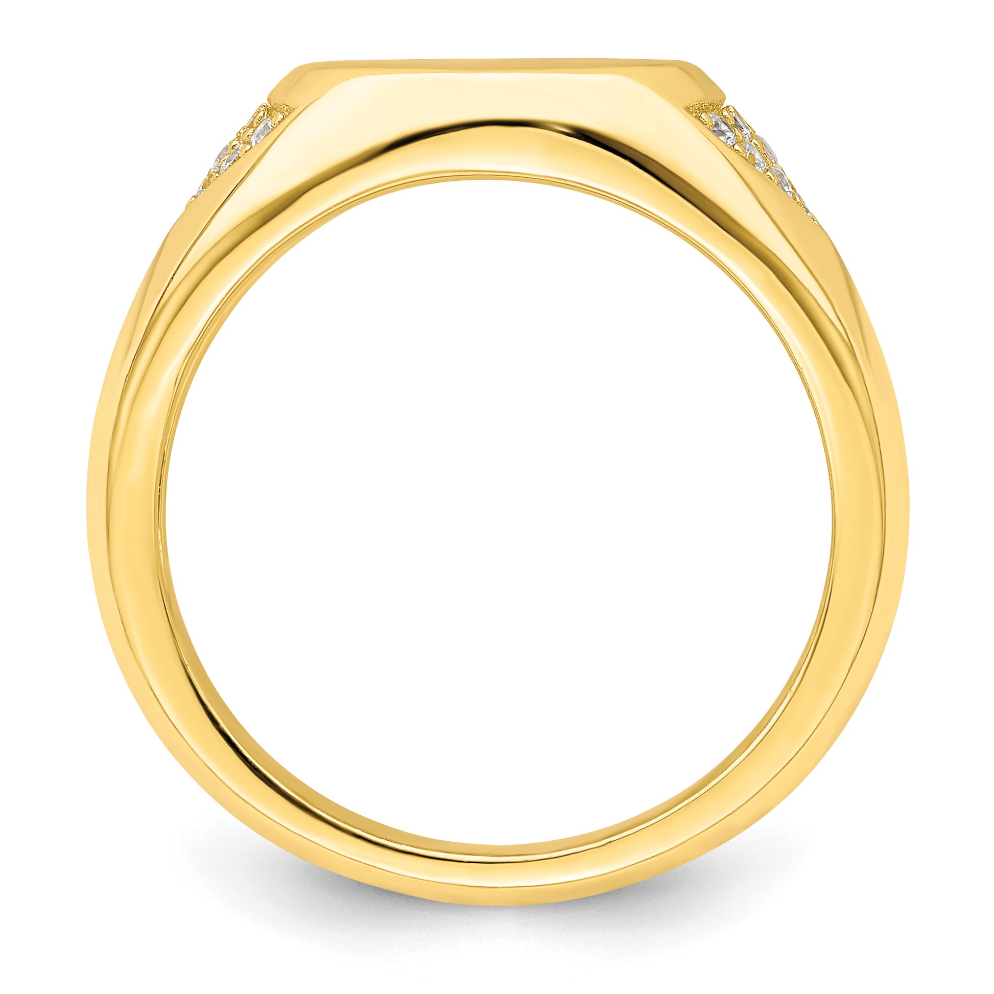 Sterling Silver Cz Gold Tone Signet Ring