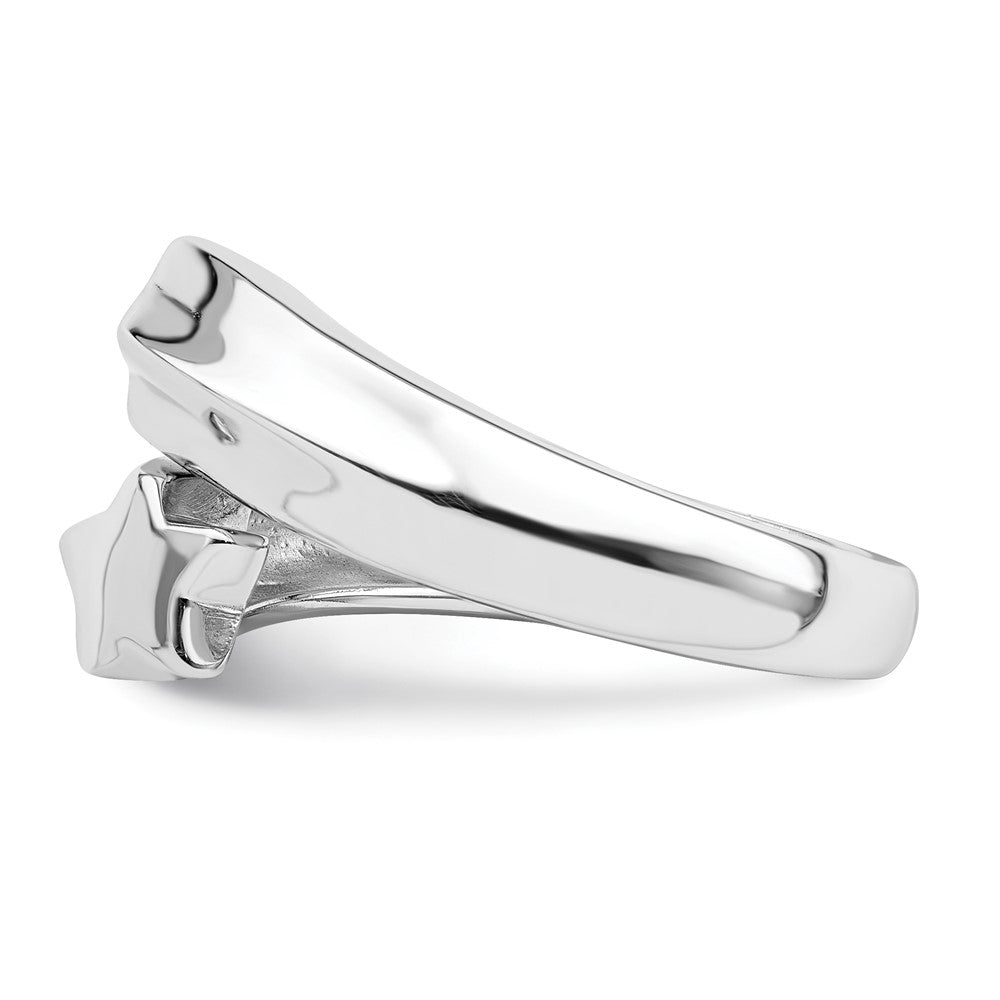 Sterling Silver Rhodium Plated Polished Shooting Stars Ring