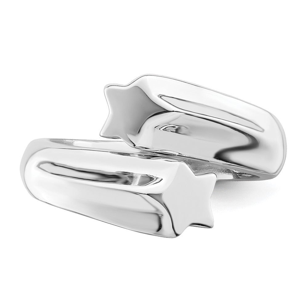 Sterling Silver Rhodium Plated Polished Shooting Stars Ring