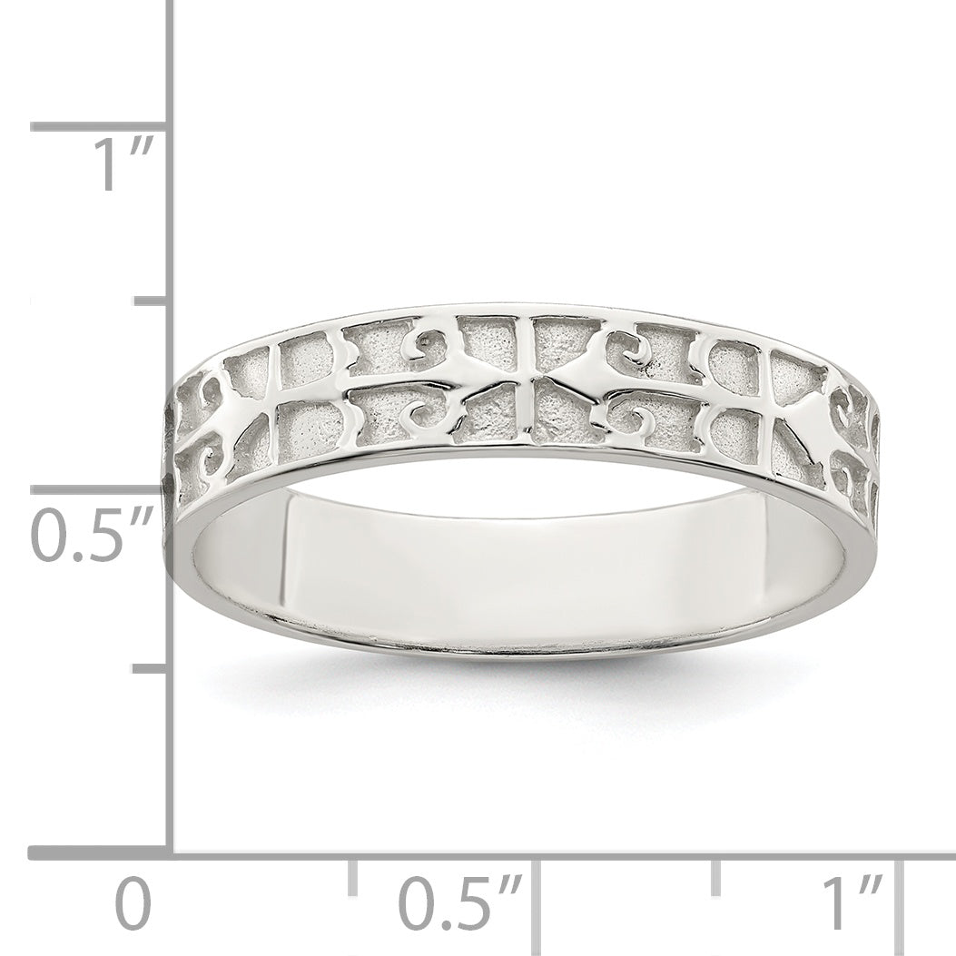 Sterling Silver Polished Design Ladie'S Ring