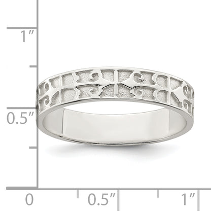 Sterling Silver Polished Design Ladie'S Ring