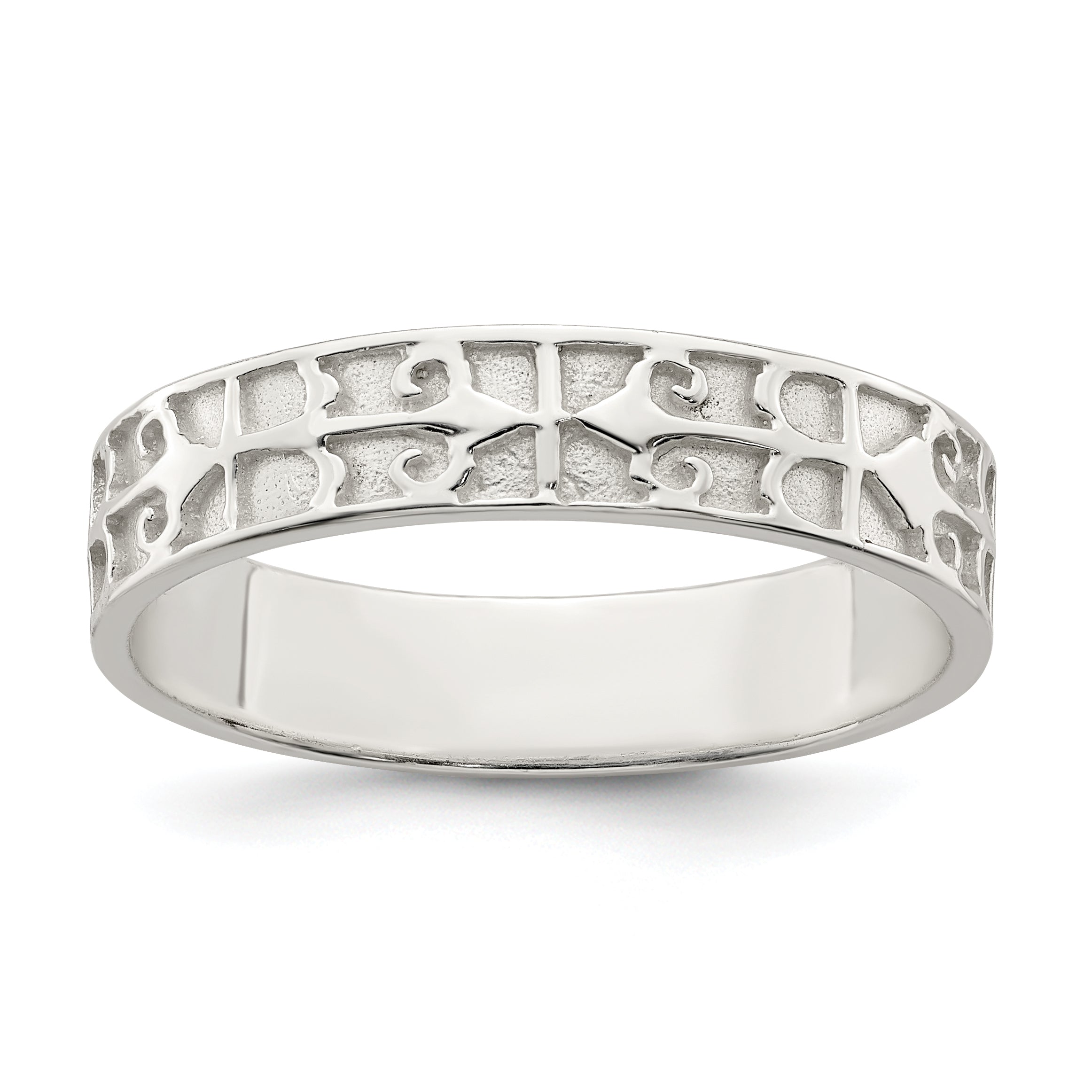 Sterling Silver Polished Design Ladie'S Ring