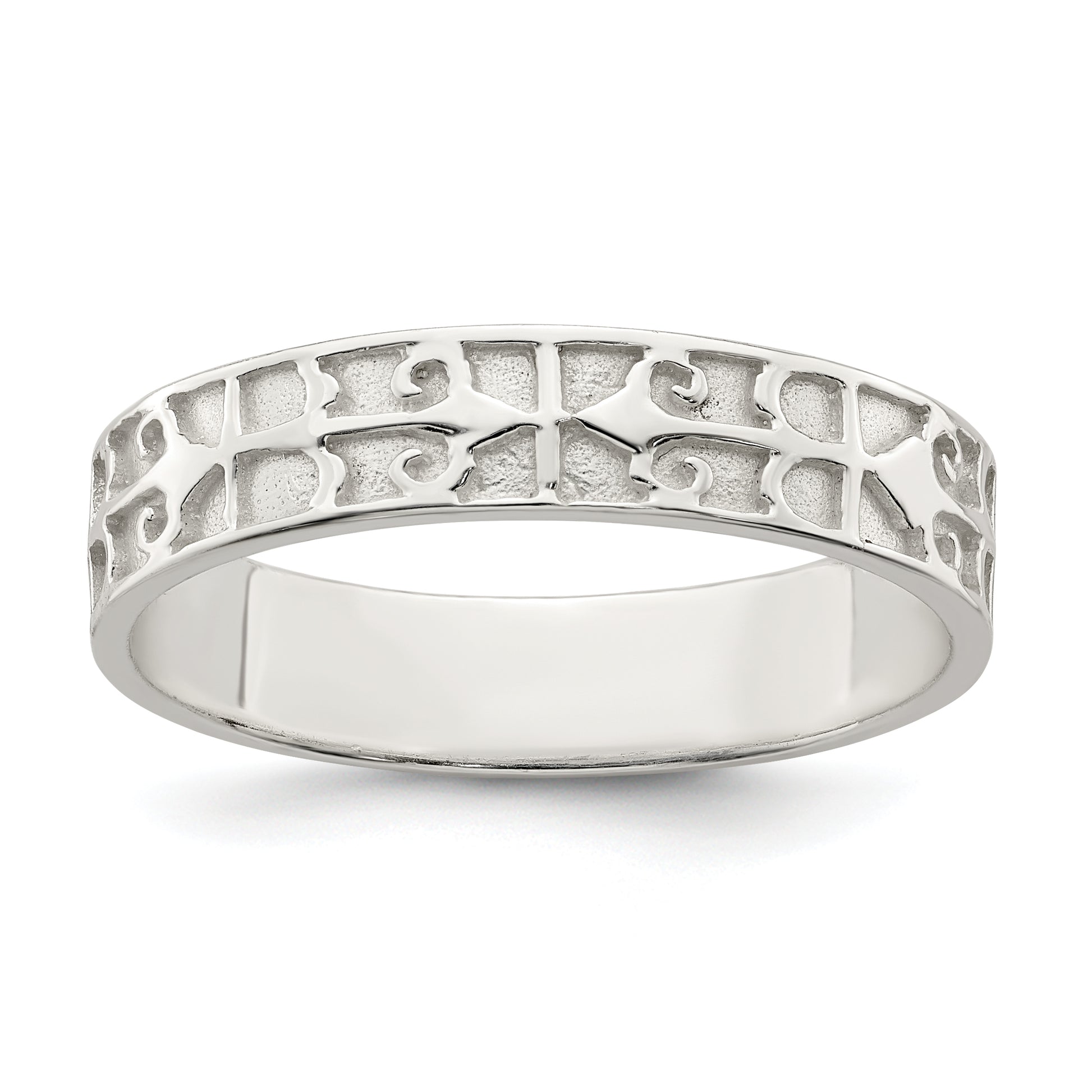 Sterling Silver Polished Design Ladie'S Ring