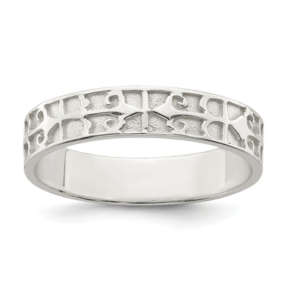 Sterling Silver Polished Design Ladie'S Ring