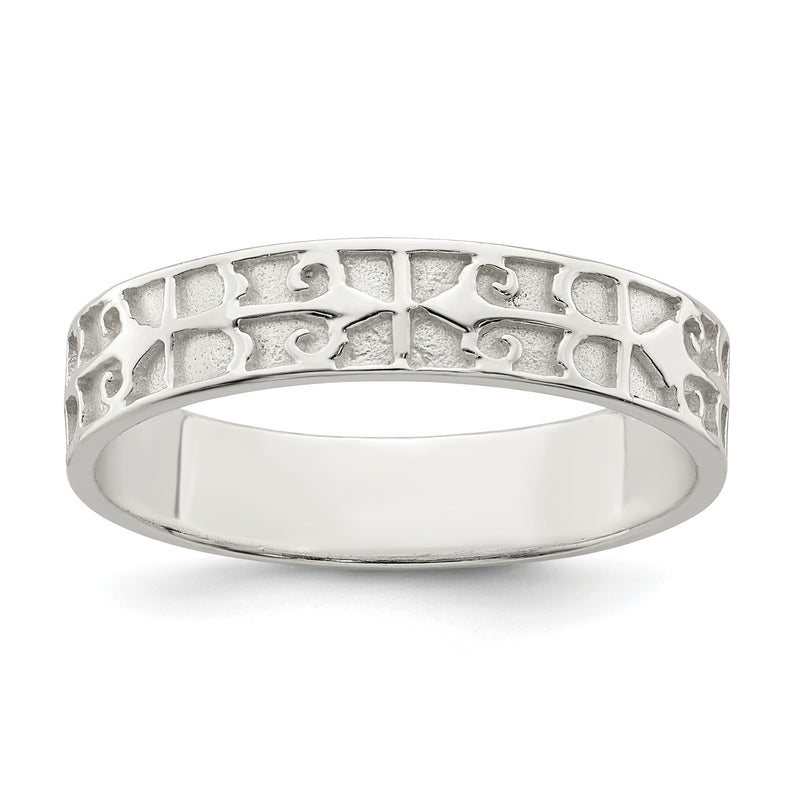 Sterling Silver Polished Design Ladie'S Ring