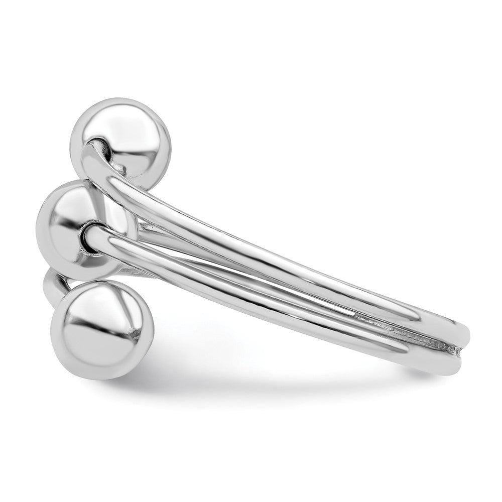 Sterling Silver Rhodium Plated Polished 3 Ball Ring