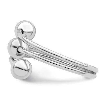 Sterling Silver Rhodium Plated Polished 3 Ball Ring