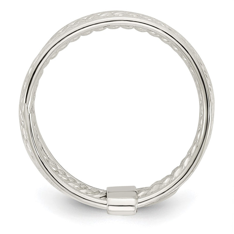Sterling Silver Polished & Twisted Multiple Attached Rings