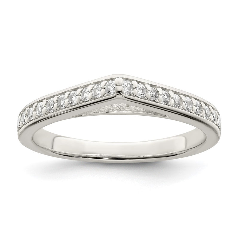 Sterling Silver Polished Cz Pointed Ring