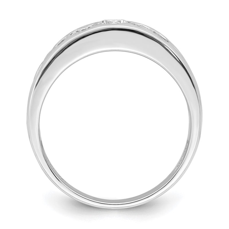 Sterling Silver Rhodium Plated Cz Cluster Ring
