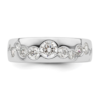 Sterling Silver Rhodium Plated Cz Cluster Ring