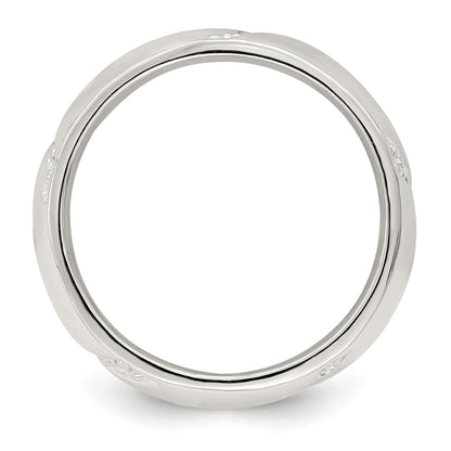 Sterling Silver Cz Slanted Lines Ring
