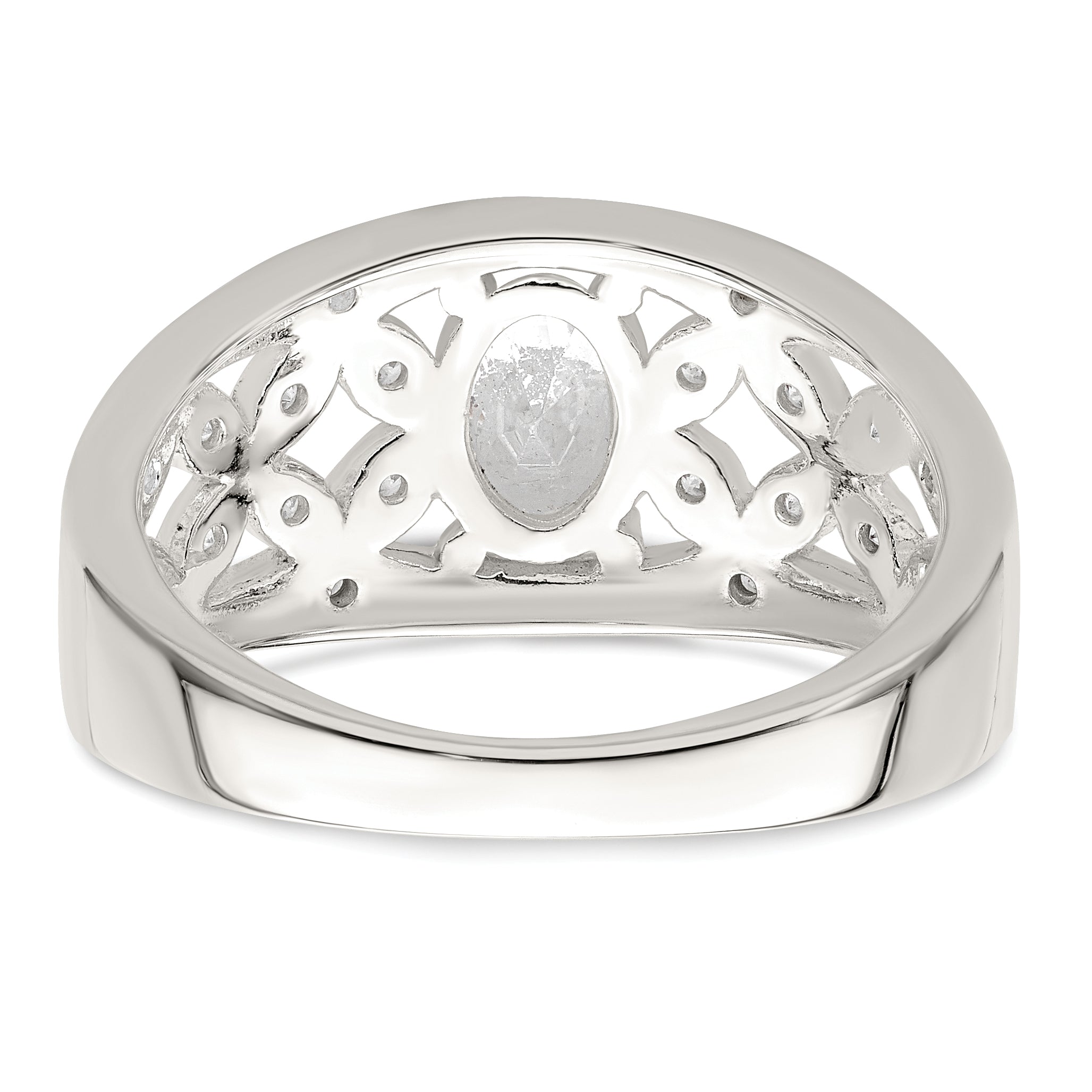 Sterling Silver Cz Flower Ring