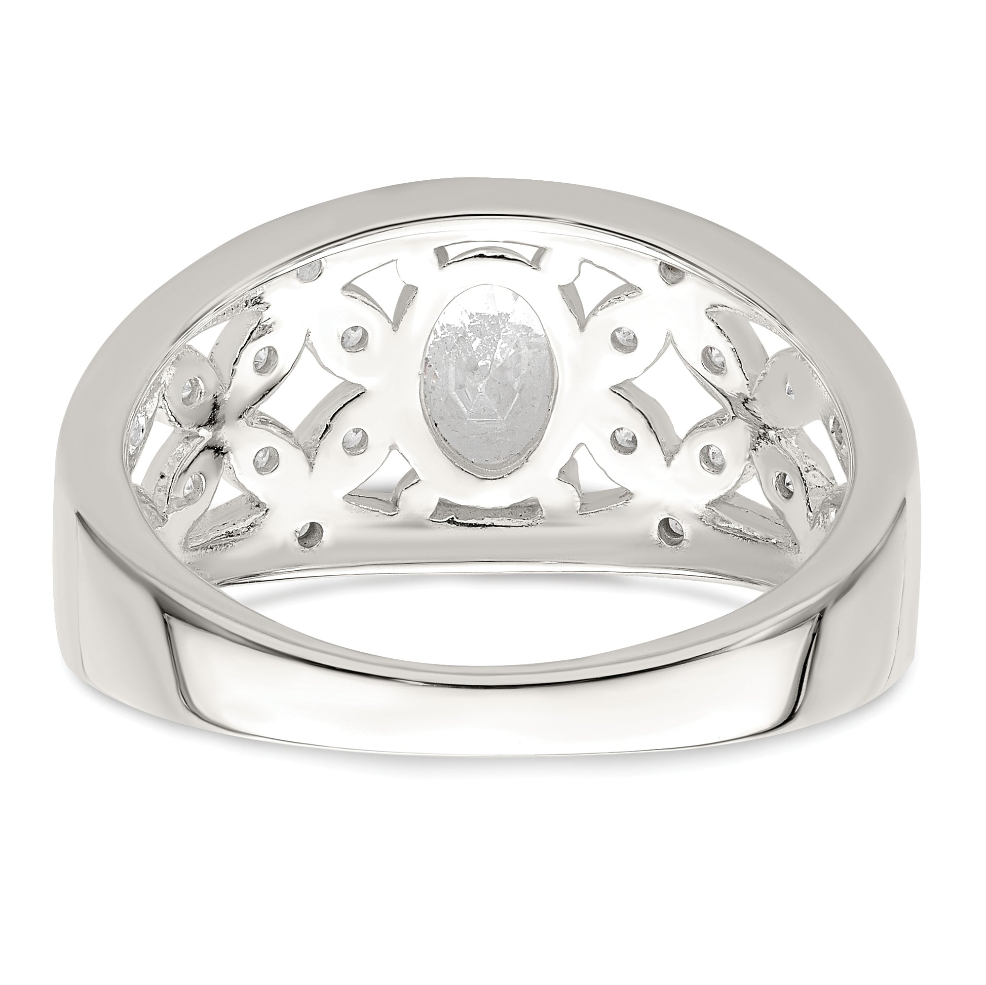 Sterling Silver Cz Flower Ring