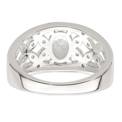 Sterling Silver Cz Flower Ring