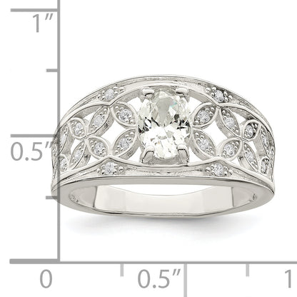 Sterling Silver Cz Flower Ring
