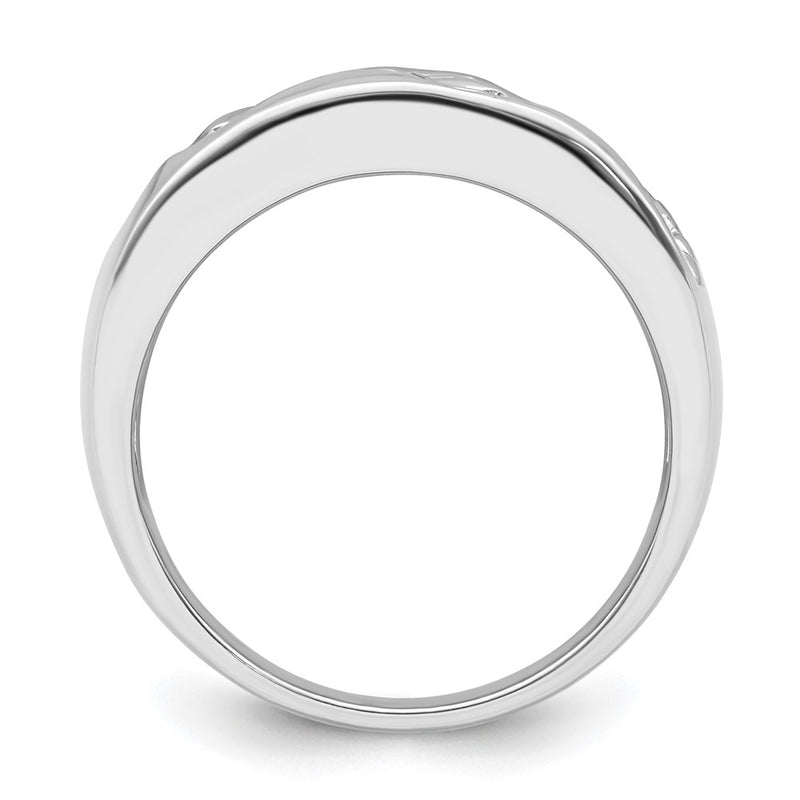 Sterling Silver Rhodium Plated Multi Shaped Cz Ring