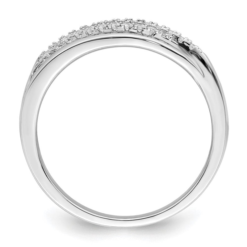 Sterling Silver Rhodium Plated Cz Twisted Band (Size 7 Only)