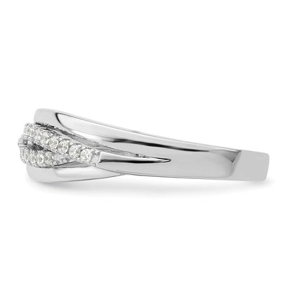 Sterling Silver Rhodium Plated Cz Twisted Band (Size 7 Only)