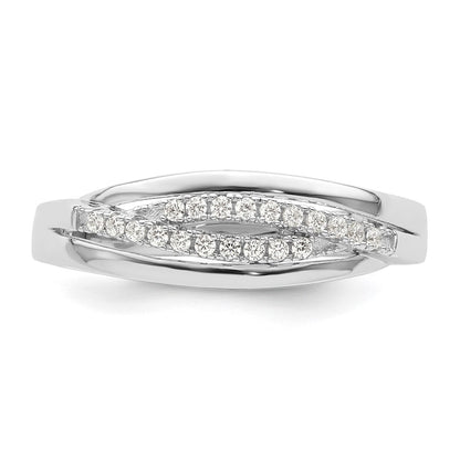 Sterling Silver Rhodium Plated Cz Twisted Band (Size 7 Only)