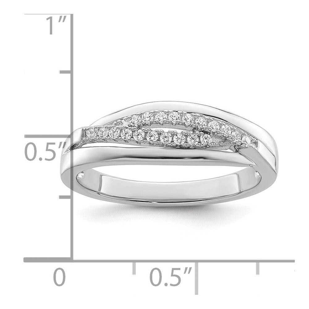 Sterling Silver Rhodium Plated Cz Twisted Band (Size 7 Only)