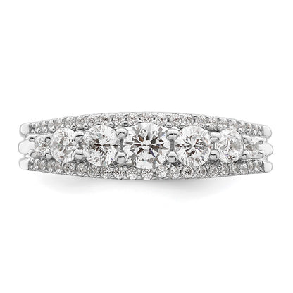Sterling Silver Rhodium Plated Cz Ring (Size 6 Only)