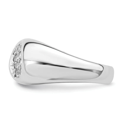 Sterling Silver Rhodium Plated Cz Oval Cluster Ring