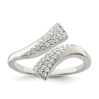 Sterling Silver Polished Cz Fancy Bypass Ring